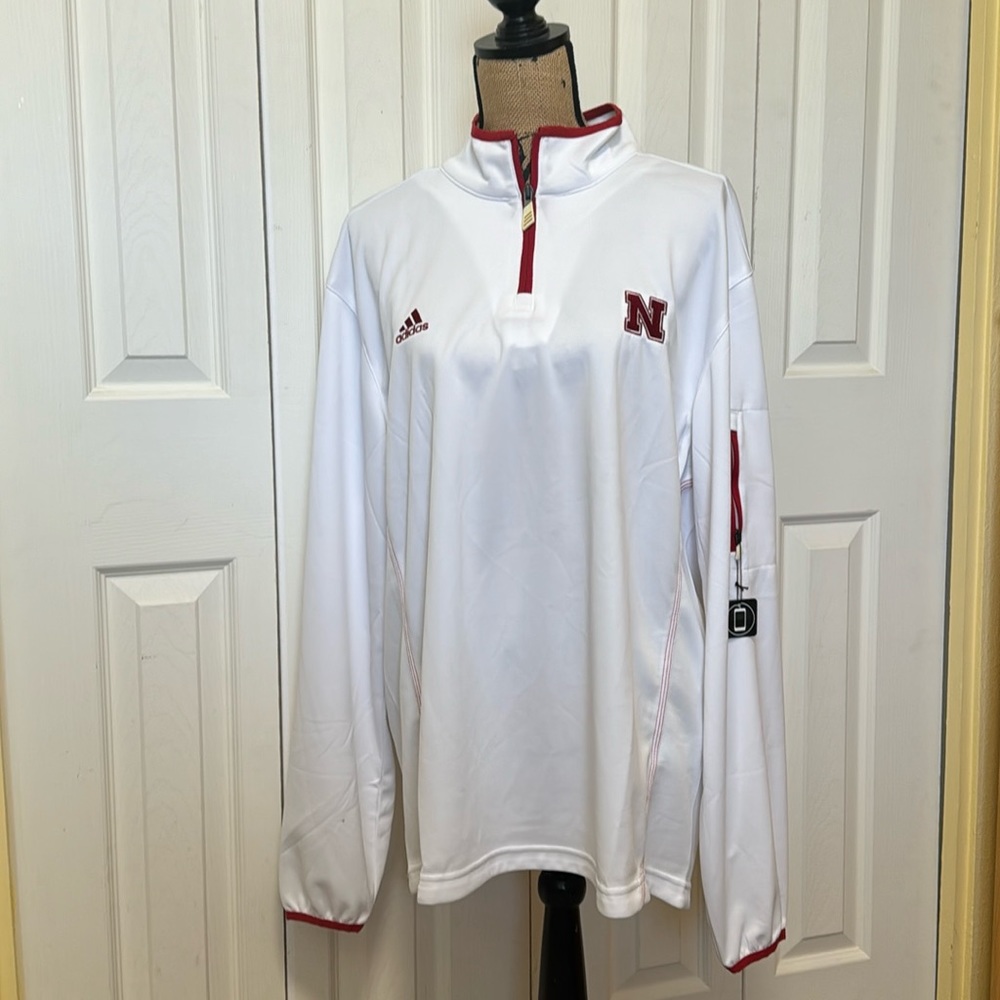 adidas University of Nebraska 3-quarter zip Sideline pullover NWT